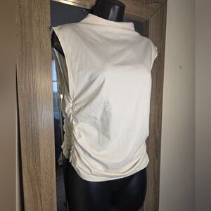 Anthropologie White/Light Cream Sleeveless Blouse